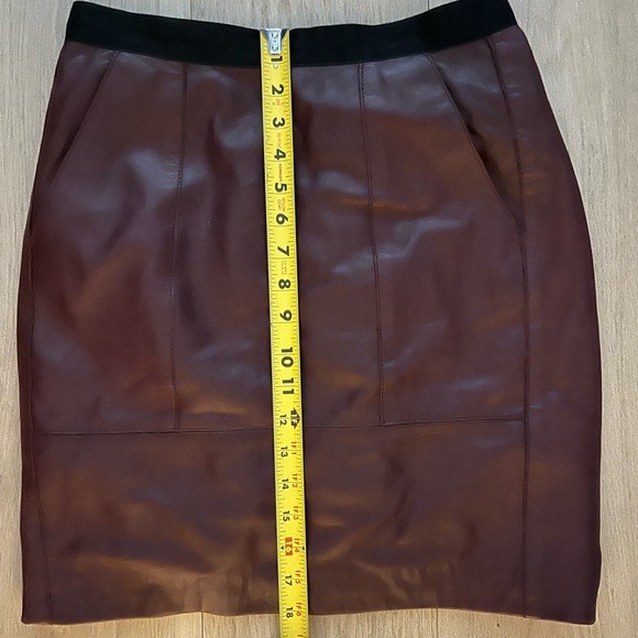 Sandro Burgundy Leather Pencil Skirt small to medium - Picture 8 of 10
